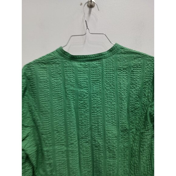 VTG Nine & Company Womens Top Size 12 Green Textured Tie Back 3/4 Sleeve Preppy - Picture 10 of 10